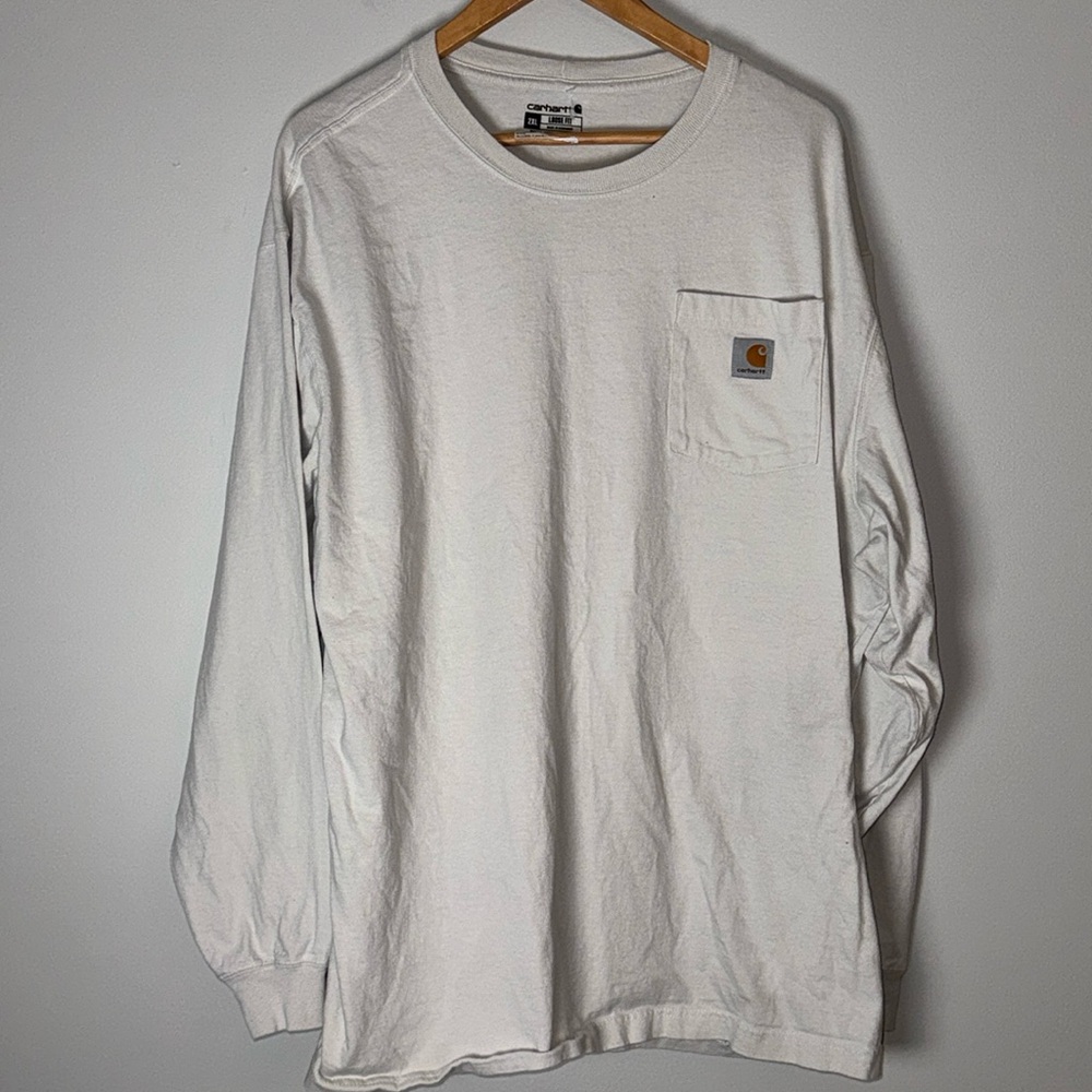 Carhartt Cream 2XL Long Sleeve Loose Fit Shirt